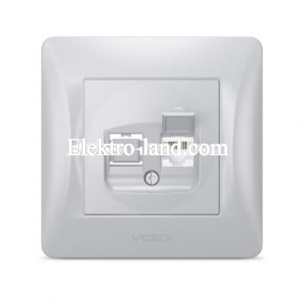 Розетка CAT6 одинарная компьютерная серебрянный шелк Videx Binera 